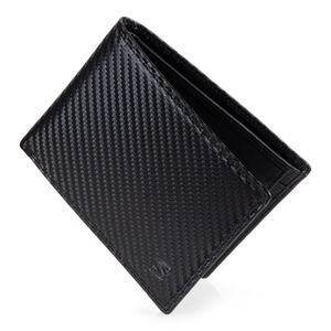 SERASAR | Karbonová Kožená Peněženka [Carbon] z Leather | Barva: Černá | Délka: 13cm