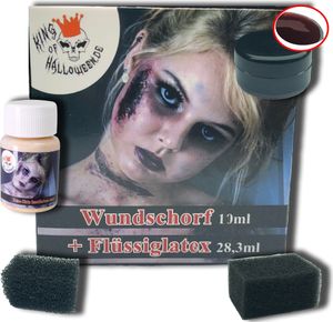 King Of Halloween Wundschorf + Flüssiglatex (10+28,3ml) mit 2 Schwämme