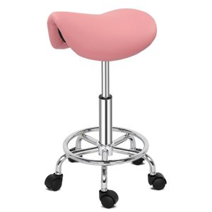 FCH Drehstuhl Sattelhocker Arbeitshocker Drehhocker Rollhocker Kosmetikhocker höhenverstellbar Rosa