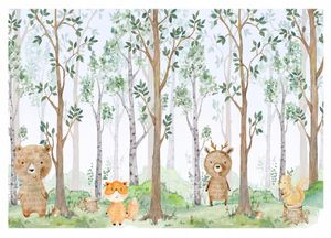 Vlies Fototapete Kinderzimmer Wald Tiere Bäume (368x254 cm - inkl. Kleister) Modern Vliestapete Tapete Wandtapete