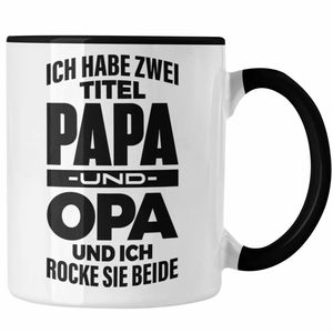Trendation - Papa und Opa Tasse Geschenk für Opa Weihnachten Geburtstag Lustige Tasse Bester Opa (Schwarz)
