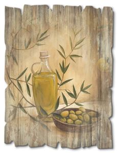 ARTland Holzbild Vintage Oliven und Zitronen Holzbild Vintage Größe: 30x40 cm