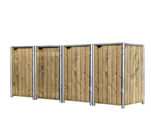 HIDE Holz Mülltonnenbox, Mülltonnenverkleidung für 140 l Mülltonnen natur 4er Box