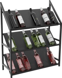 MetaloPro Weinregal Bordeaux – Schwarzes Metallregal Für 30 Weinflaschen, Modernes, Minimalistisches Design, Ideal Für Küche, Keller, Bar – 95×80×30cm