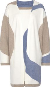 LASCANA Longstrickjacke creme-beige-blau Größe 40/42