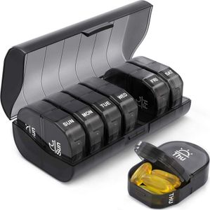 Pill Box Pill Box 7 dní 2 přihrádky, Pill Box Medicine Box Handy a vlhku odolný box na léky