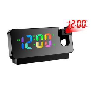 INF Multifunktionaler Projektionswecker / farbige LED-Uhr Schwarz