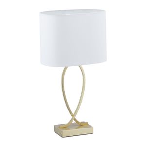 relaxdays Goldene Tischlampe mit Stoffschirm