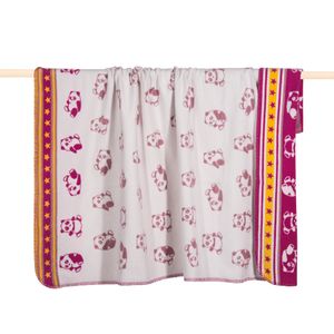 PAD Baby Decke PANDA pink | Kinderdecke, Kuscheldecke mit Pandas | Baumwolle | 2 Größen , PAD Größe:75 x 100