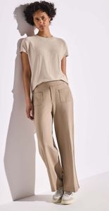Street One Rundhalsshirt 'Shirt mit Streifenstruktur', A323151, moonstone sand, Gr. 38