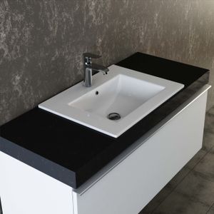 VILSTEIN Keramik Einbau-Waschbecken I Handwaschbecken I Weiß mit Überlauf I 62x47x18 cm