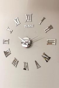 MNZ-Time Collection 3D nástěnné hodiny s římskými číslicemi (SILVER) ROME-7MM-GOLD