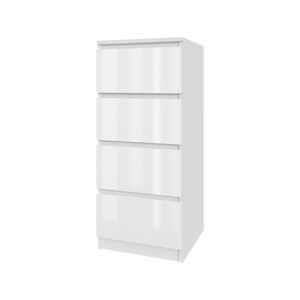 Kommode Schrank AVEN 40 cm - weiß - 4 Schubladen - Wohnzimmer, Schlafzimmer - weiß lackiert