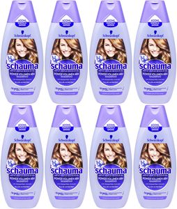8x Schauma Shampoo POWER VOLUMEN 400ml feines plattes Haar Wasserlilien-Extrakt