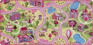 Straßenteppich Mädchen 95 x 200 cm Kinderteppich Sweet Village Town Spielteppich