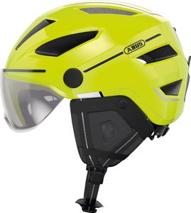 ABUS Stadthelm Pedelec 2.0 ACE - Fahrradhelm mit Rücklicht, Visier, Regenhaube, Ohrenschutz - für Damen und Herren - Gelb Glänzend, Größe L