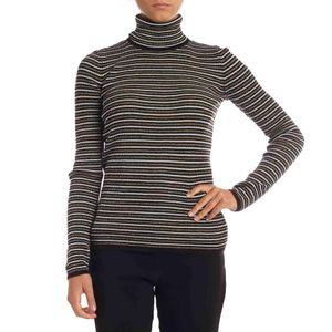 Tommy Hilfiger Damen Pullover Sweatshirt Shirt mit Rollkragen, langärmlig , Größe:8, Farbe:Schwarz-schwarz,gold