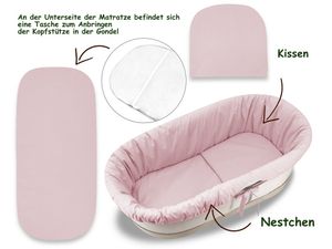 3-tlg. Babybettwäsche Bezug Umrandung für Kinderwagen oder Babywanne Nestchen Matratze Ohne Babykorb