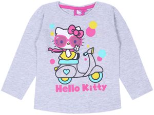 Graue Mädchenbluse/Langarmshirt aus Melangestoff Hello Kitty auf Motorroller 116