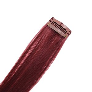 hair2heart Bunte Clip In Haarsträhnen Haarverlängerung für Kinder, glatte Hightlight Extensions aus Kunsthaar - #118 Dunkellila, 60cm