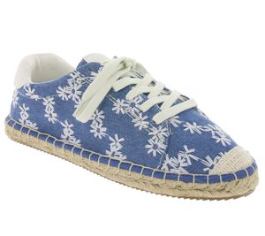 s.Oliver Schnür-Schuhe geblümte Damen Sommer-Schuhe Blau/Weiß, Größe:37
