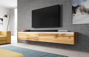 TV Lowboard BARGO Schrank Fernsehschrank hängend 200 cm ohne LED Beleuchtung Eiche Wotan /  Wotan