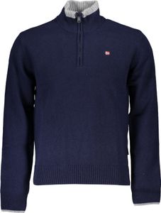 Herrlicher blauer Langarm-Pullover für Herren mit halbem Reißverschluss, Größe: XL Farbe: Blu