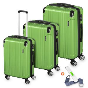 Hartschalenkoffer Kofferset 3 teilig mit TSA Zahlenschloss 4 Rollen ABS-Hartschale, Reisekoffer Trolley Rollkoffer Koffer - oliv-grün