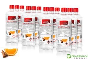 Bioethanol Premium 12l - Orange & Zimt 96%ETHANOL- fürEthanol-Kamin - Feuerstelle -Tischkamin - BESTE QUALITÄT