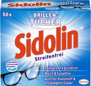 Sidolin, Vlhčené ubrousky na čištění brýlí, displejů, obrazovek, 50 kusů (VÝROBEK Z NĚMECKA)