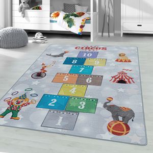 Play Hopse-Zirkus anti-rutsch kinderzimmer spielmatte schlingenflor rechteckig 160x230cm grau