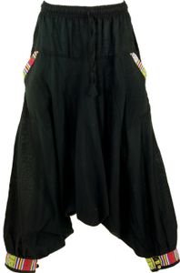 Pluderhose, Aladinhose Nepali - Schwarz, Damen, Baumwolle, Hosen