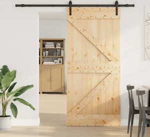 vidaXL Drzwi przesuwne z okuciem 90x210 cm lite drewno sosnowe