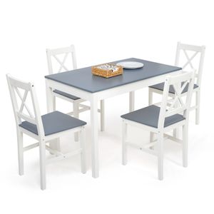 Mondeer Esstisch mit 4 Stühlen Set Essgruppe Esszimmer-Set Dinette Set Klassischer Stil 108 x 65 x 73 cm Dunkelblau