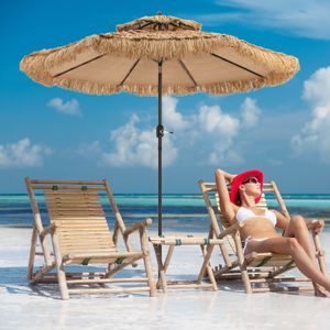 Sonnenschirm Strand Hawaii Fransen UV Schutz Erdspieß Knickbar Orange Gelb