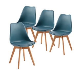 IPOTIUS 4er Set SGS Esszimmerstühle mit Massivholz Buche Bein, Skandinavisch Design Gepolsterter Küchenstühle Stuhl Küche Holz, Dunkelblau