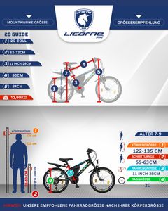 Licorne Bike Guide Premium Mountainbike in 20, 24 und 26 Zoll - Fahrrad für Mädchen, Jungen, Herren und Damen - Shimano 21 Gang-Schaltung, Kinderfahrrad, Kinder, Farbe:Rosa/Weiß, Zoll:20