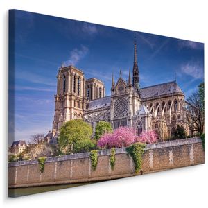 Fabelhafte Canvas LEINWAND BILDER 90x60 cm XXL Kunstdruck Paris Stadt Notre-Dame