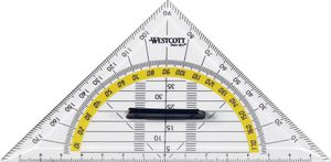 WESTCOTT Geodreieck Hypotenuse: 140 mm mit Griff