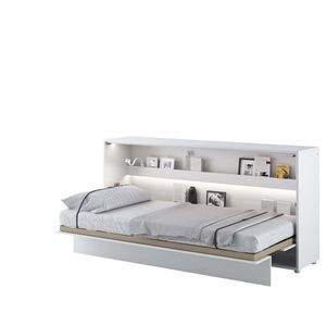 Furniture24 Schrankbett Bed Concept, Wandklappbett mit Lattenrost, V-Bett, Wandbett Bettschrank Schrank mit integriertem Klappbett Funktionsbett BC-06, 90 x 200 cm, Weiß/Weiß, Horizontal