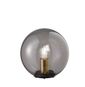 Honsel - Art Deco Art Deco Tischlampe schwarz mit Rauchglas 25 cm - Pallon Bulla | Wohnzimmer | Schlafzimmer - Kugel | Kugelförmig - LED geeignet E27