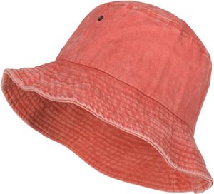 styleBREAKER Uni Fischerhut Einfarbig in Vintage Washed Optik, Bucket Hat, Stoff Sonnenhut Unifarben 04025045, Farbe:Terracotta