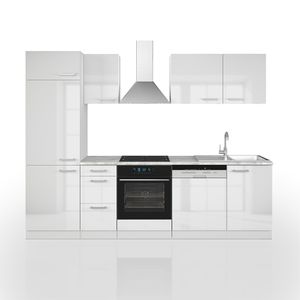 Livinity® Küchenzeile Optima, 270 cm ohne Arbeitsplatte, Weiß Hochglanz/Weiß
