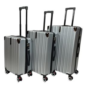 SIGN Reisekoffer ABS Koffer Hartschalenkoffer Trolley Kofferset Reisetasche 3´er Set (M+L+XL) silber