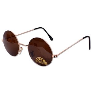 tevenger Nickelbrille Runde Nerd Sonnenbrille UV400 Rund Damen Herren Zubehör Randfarbe Kupfer Glas Braun 45mm