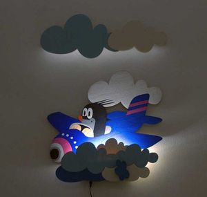DoDo Dětská LED lampička krtek v letadle