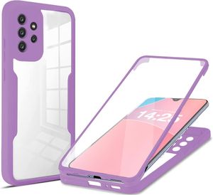 360 Grad Rundum Schutz Handyhülle für Samsung Galaxy A23 5G Full Cover Vollschutz Case Farbe: Violett