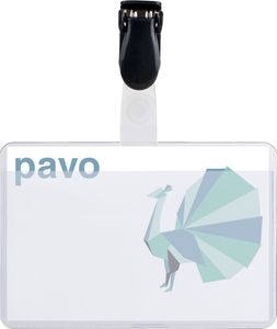 pavo Namensschild mit Clip 60 x 90 mm transparent