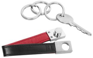TROIKA Schlüsselhalter TWISTER Lederschlaufe mit Twist-Verschluß schwarz/rot