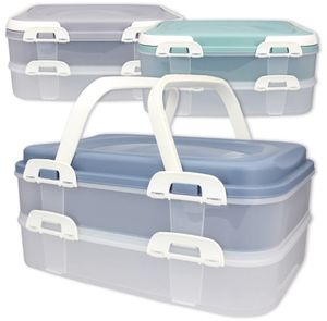 Centi Partycontainer/Transportbox ca. 2 x 7 L 18 x 40 x 30 cm Box transparent Deckel farbig 1 Stück